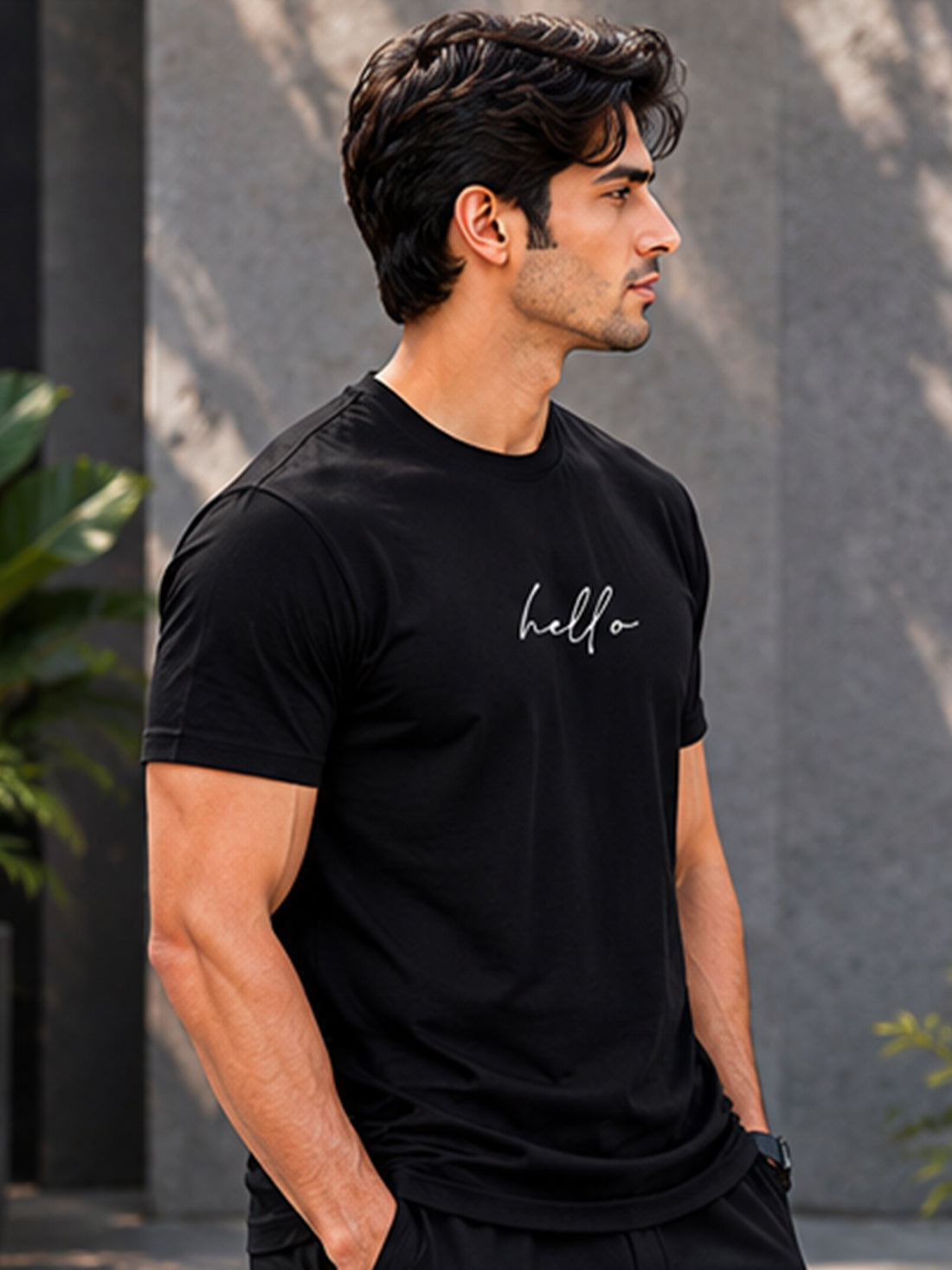 Men's Quick Dry Sports T-Shirt | Printed Gym Workout Running Training Activewear Tee (Black)