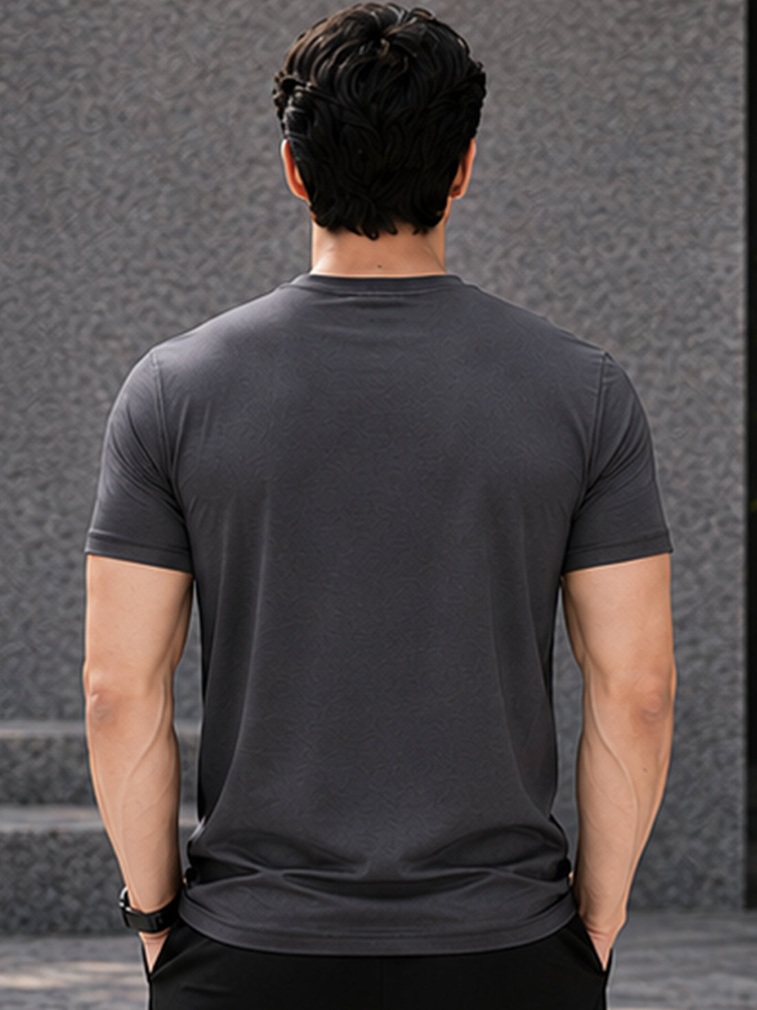 Men's Quick Dry Sports T-Shirt | Printed Gym Workout Running Training Activewear Tee (Grey)