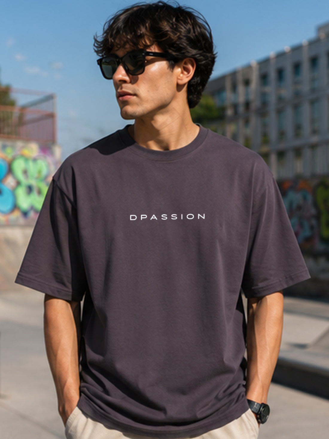 Men's Oversized Drop Shoulder T-Shirt | Pure Cotton Activewear Relaxed Fit Round Neck Streetwear Tee (Grey)