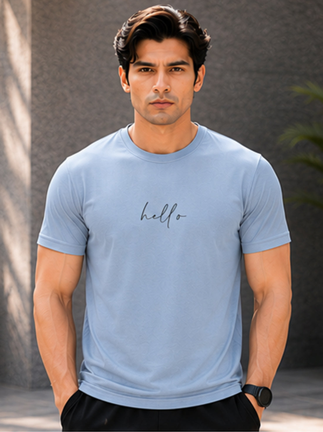 Men's Quick Dry Sports T-Shirt | Printed Gym Workout Running Training Activewear Tee (Silver)