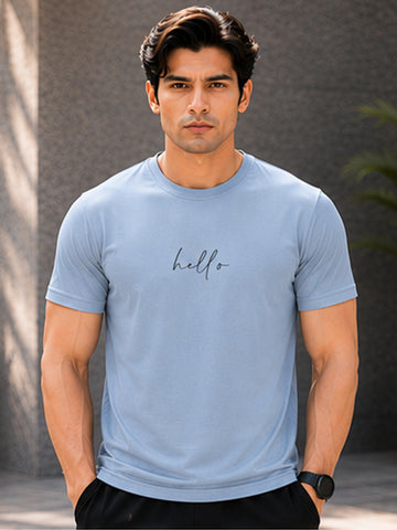 Men's Quick Dry Sports T-Shirt | Printed Gym Workout Running Training Activewear Tee (Silver)