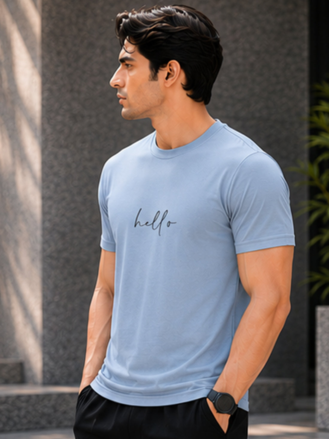 Men's Quick Dry Sports T-Shirt | Printed Gym Workout Running Training Activewear Tee (Silver)