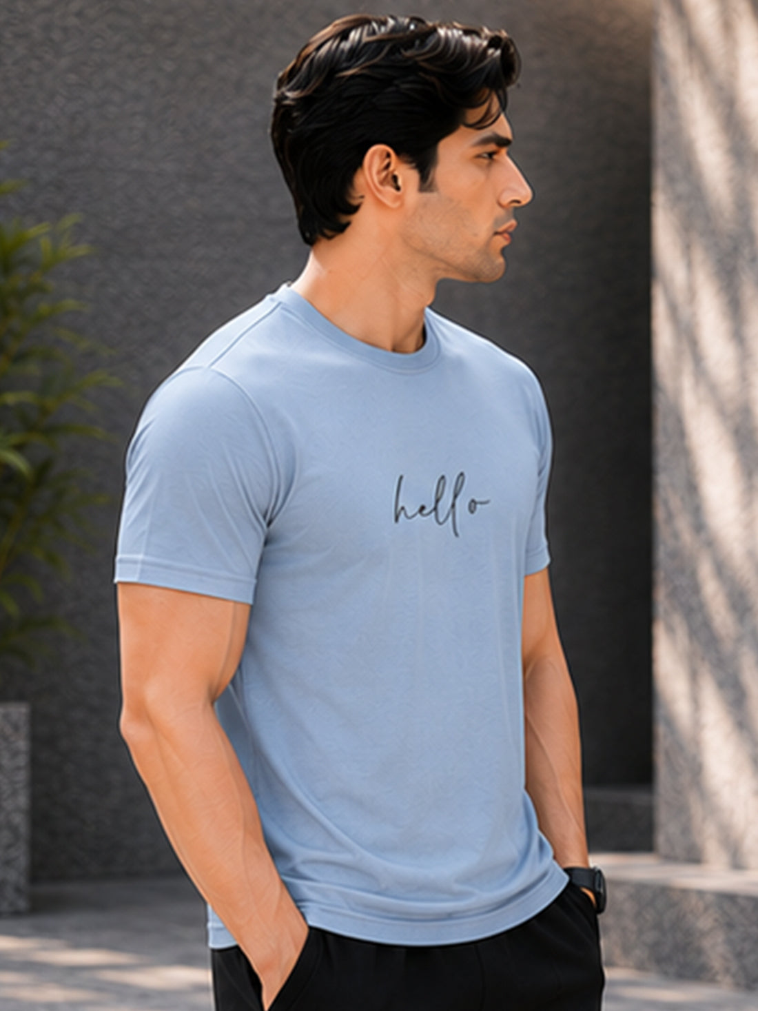 Men's Quick Dry Sports T-Shirt | Printed Gym Workout Running Training Activewear Tee (Silver)
