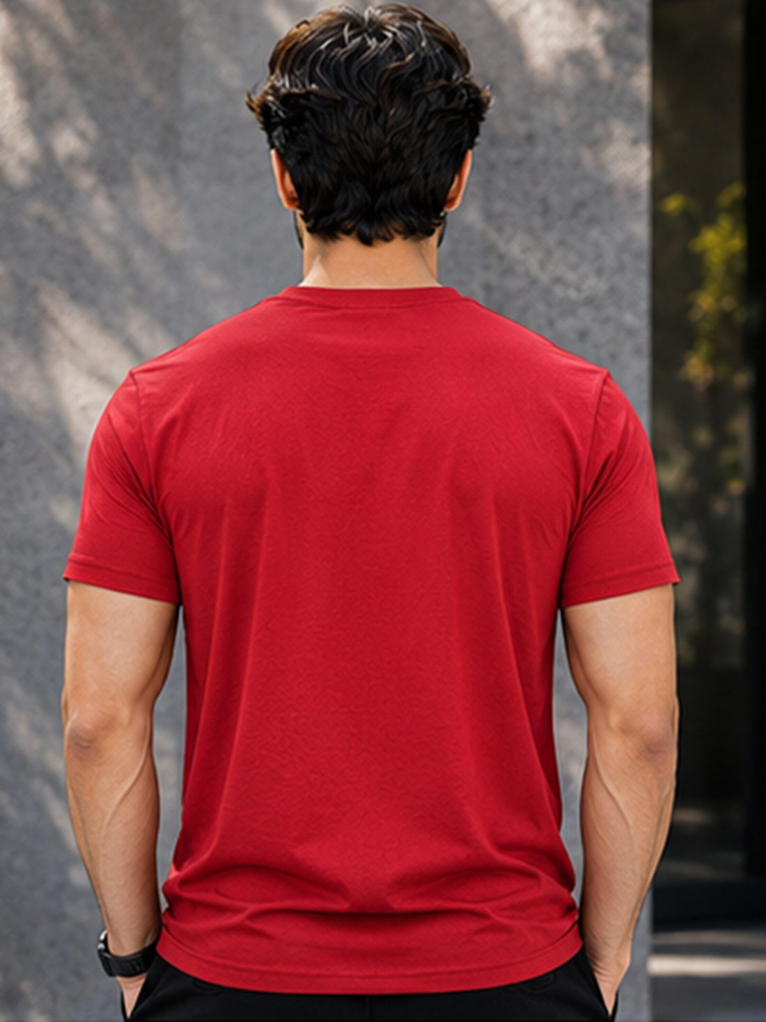 Men's Quick Dry Sports T-Shirt | Printed Gym Workout Running Training Activewear Tee (Red)