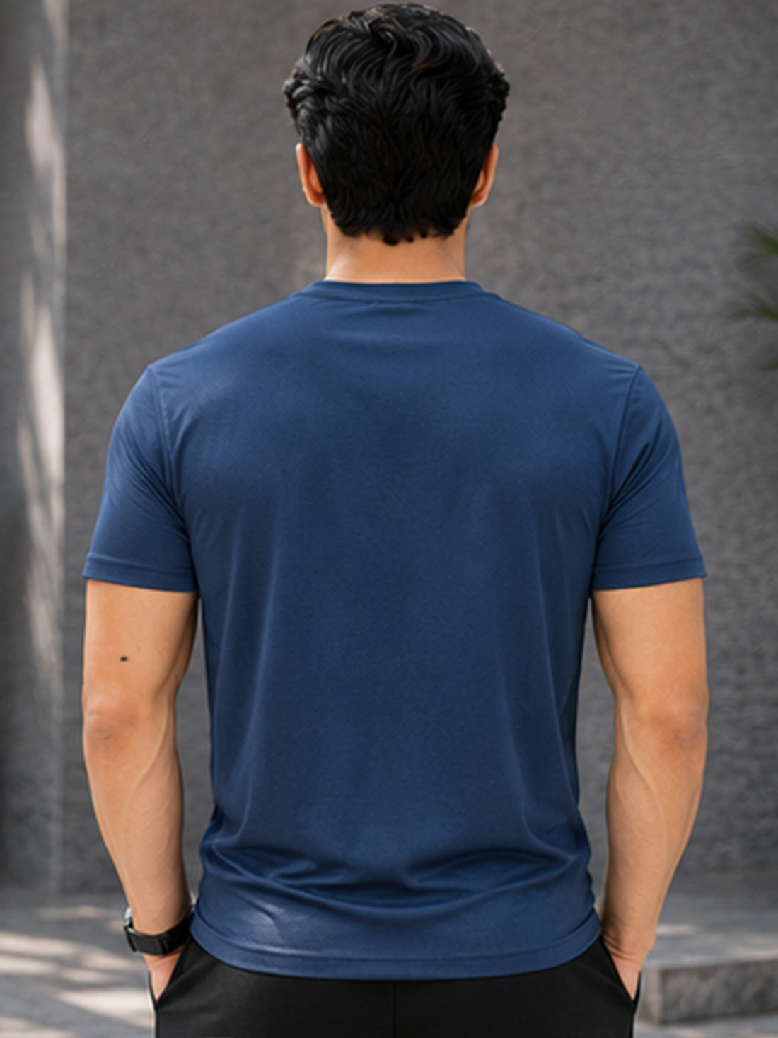 Men's Quick Dry Sports T-Shirt | Printed Gym Workout Running Training Activewear Tee (Blue)