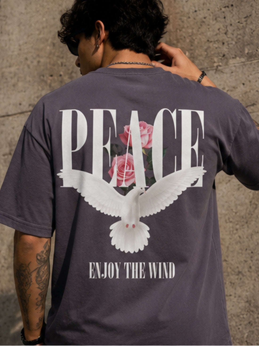 Men's Oversized Drop Shoulder T-Shirt | Pure Cotton Activewear Round Neck Streetwear Tee (Grey)