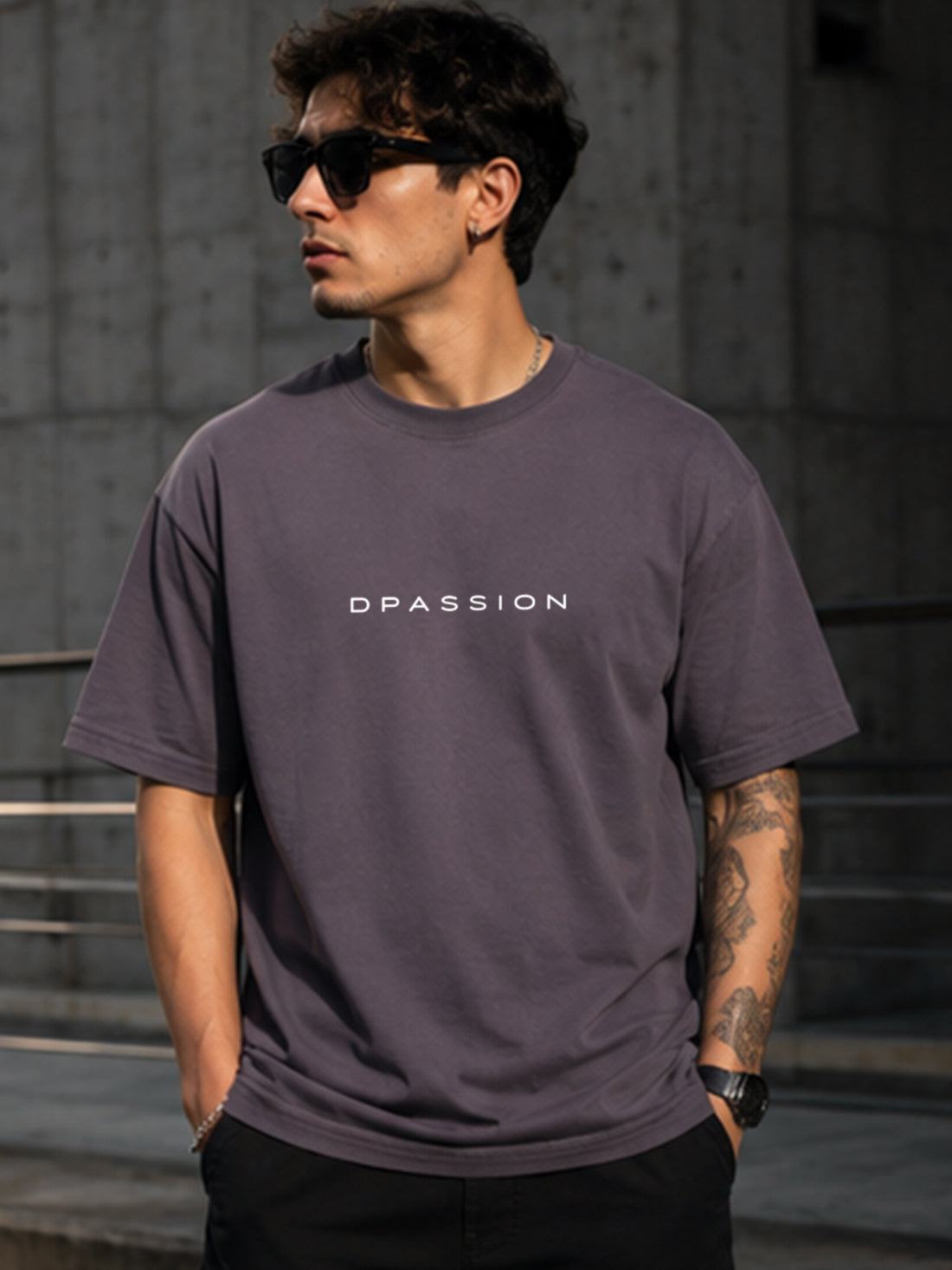 Men's Oversized Drop Shoulder T-Shirt | Pure Cotton Activewear Round Neck Streetwear Tee (Grey)