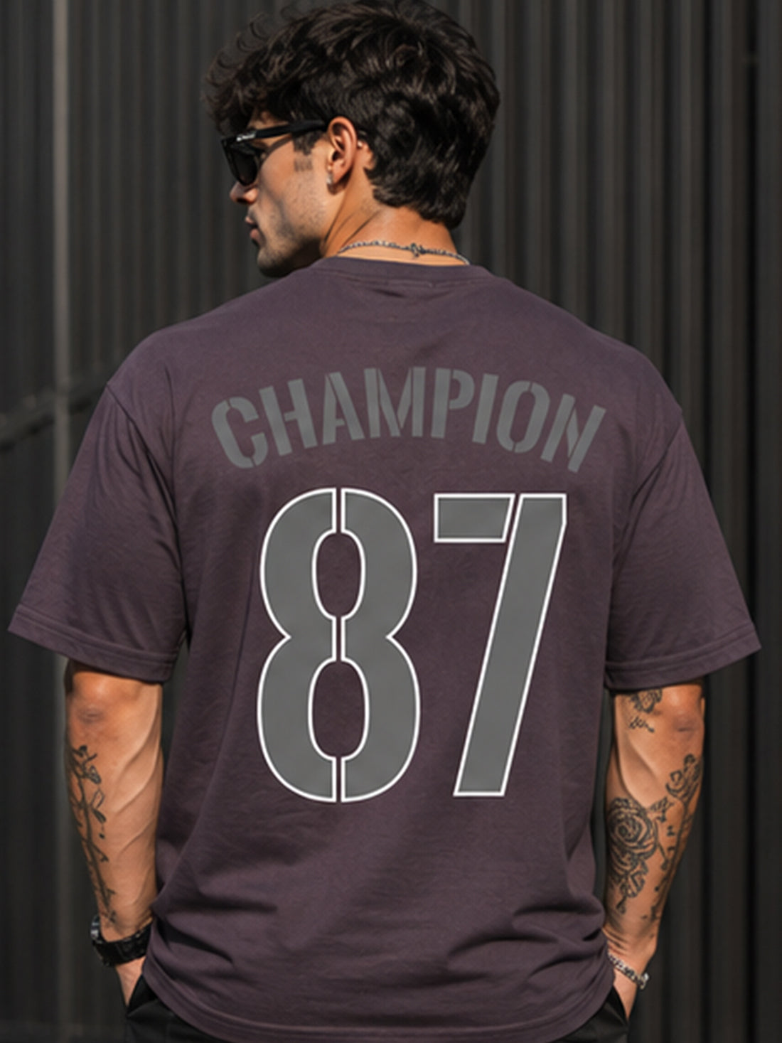 Men's Oversized Drop Shoulder T-Shirt | Cotton Blend Relaxed Fit Round Neck Streetwear Tee (Grey)