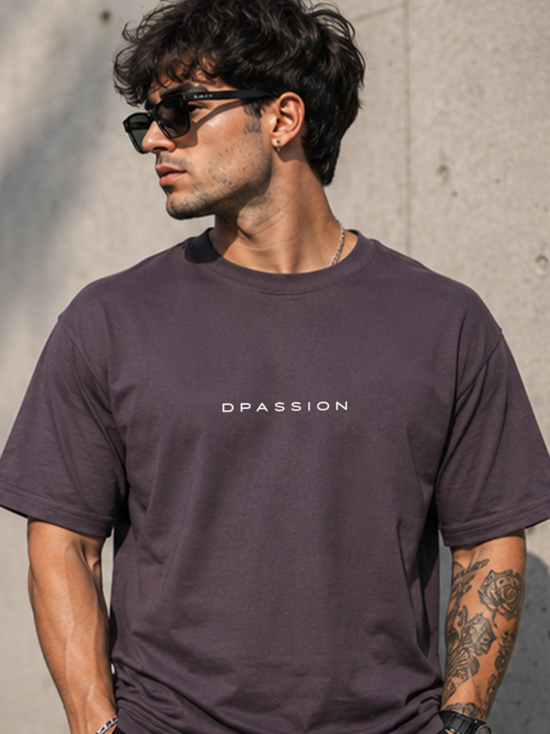 Men's Oversized Drop Shoulder T-Shirt | Cotton Blend Relaxed Fit Round Neck Streetwear Tee (Grey)