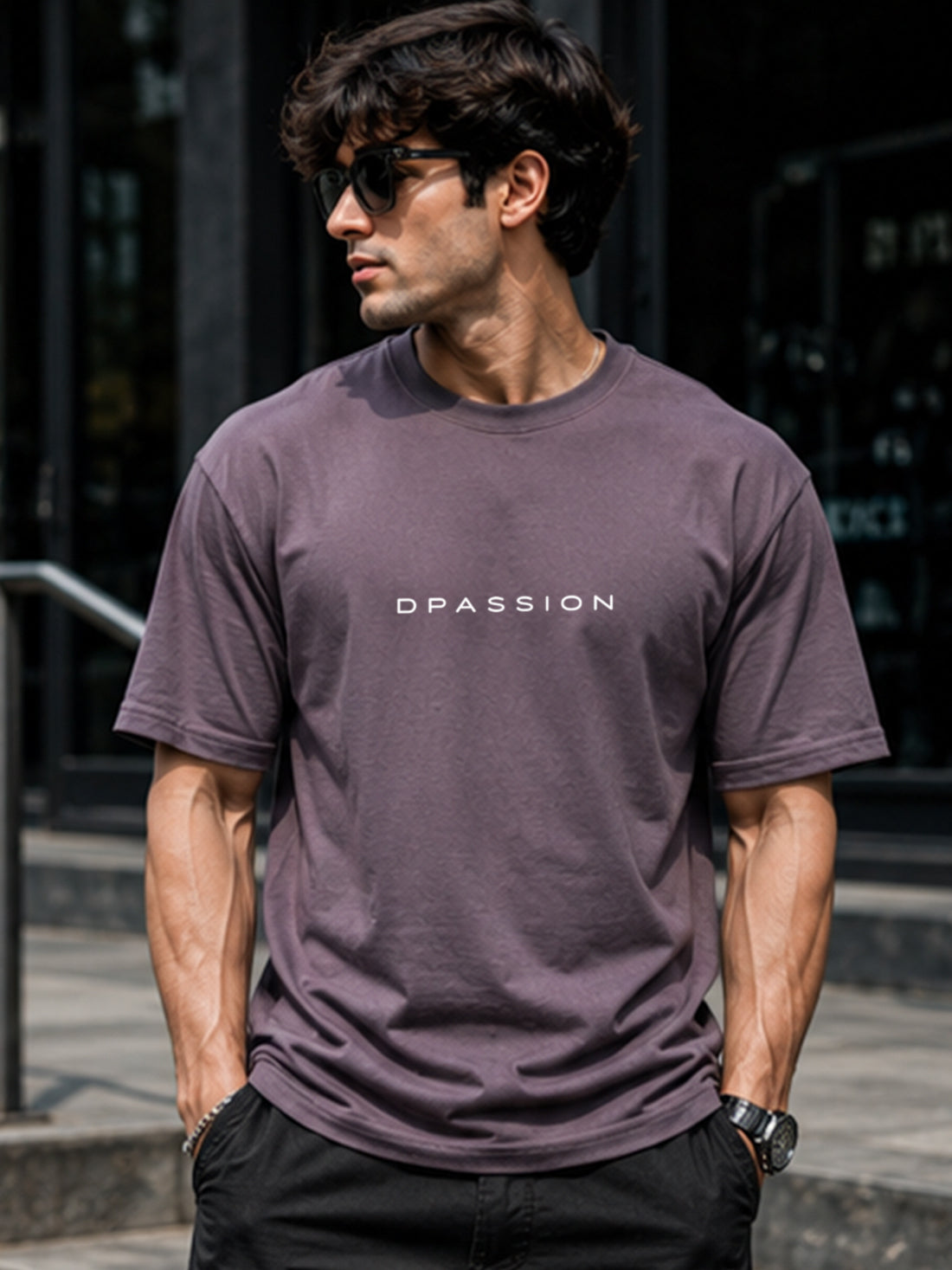 Men's Oversized Drop Shoulder T-Shirt | Cotton Relaxed Fit Round Neck Streetwear Tee (Grey)