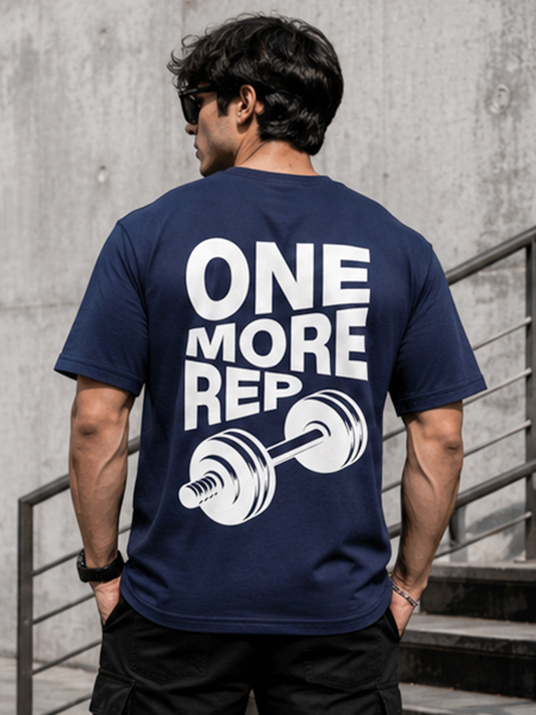 Men's Oversized Drop Shoulder T-Shirt | Cotton Relaxed Fit Round Neck Streetwear Tee (Navy Blue)