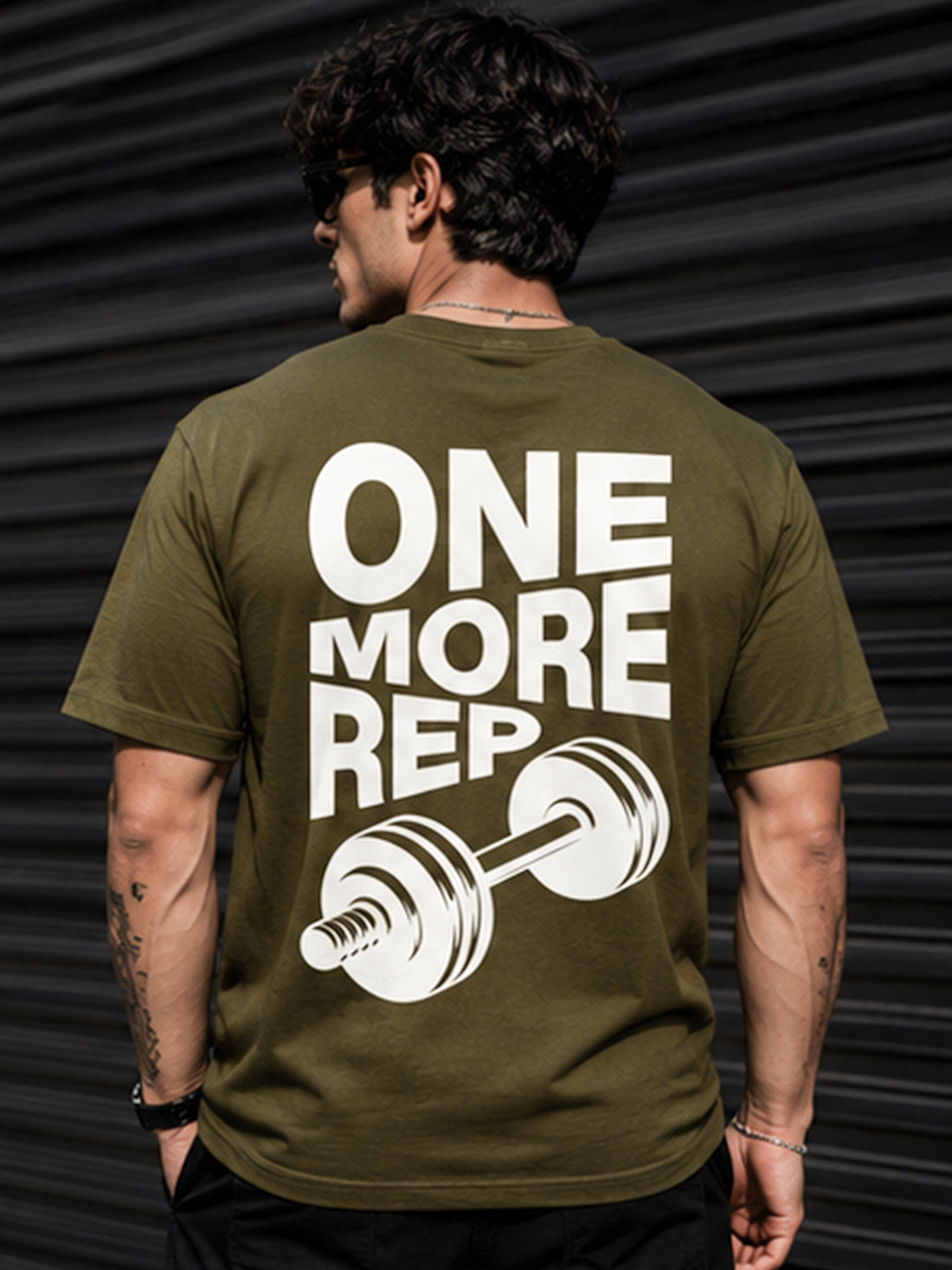 Men's Oversized Drop Shoulder T-Shirt | Cotton Relaxed Fit Round Neck Streetwear Tee (Olive)
