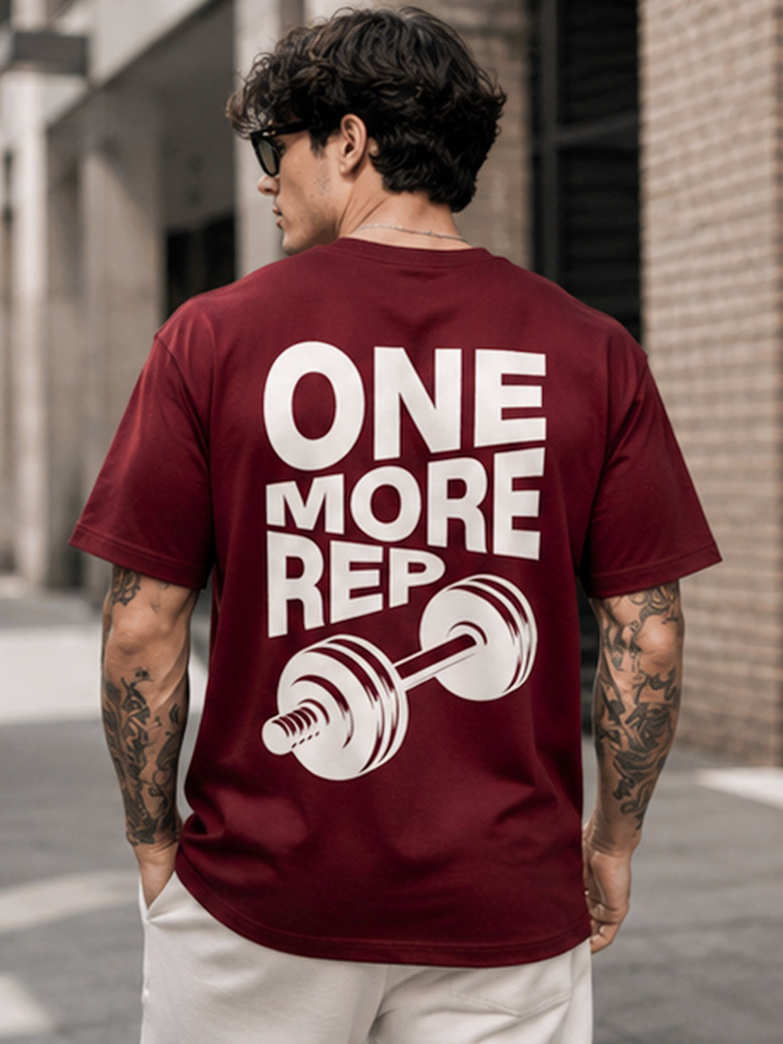 Men's Oversized Drop Shoulder T-Shirt | Cotton Relaxed Fit Round Neck Streetwear Tee (Wine)