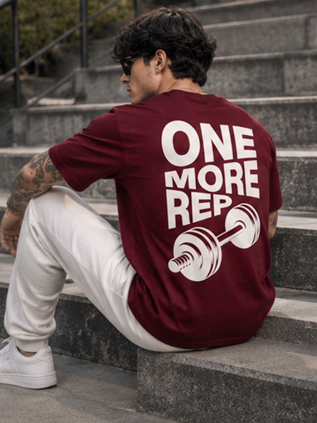 Men's Oversized Drop Shoulder T-Shirt | Cotton Relaxed Fit Round Neck Streetwear Tee (Wine)
