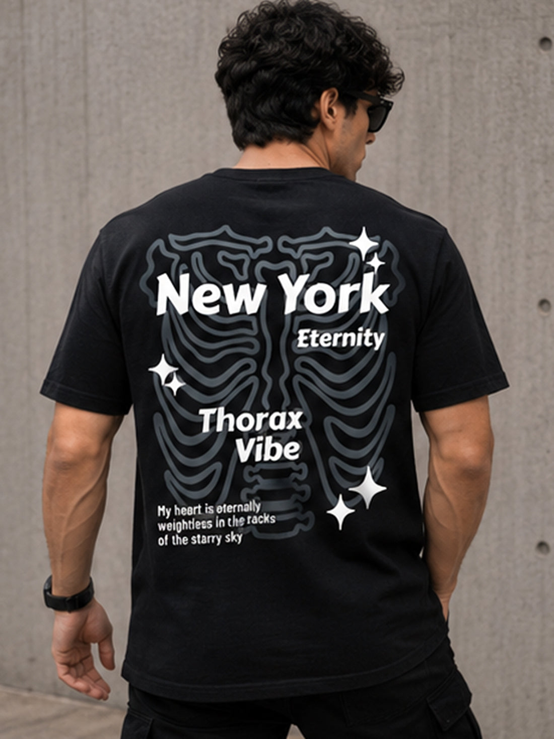 Men's Oversized Drop Shoulder T-Shirt | Pure Cotton Relaxed Fit Round Neck Tee (Black)