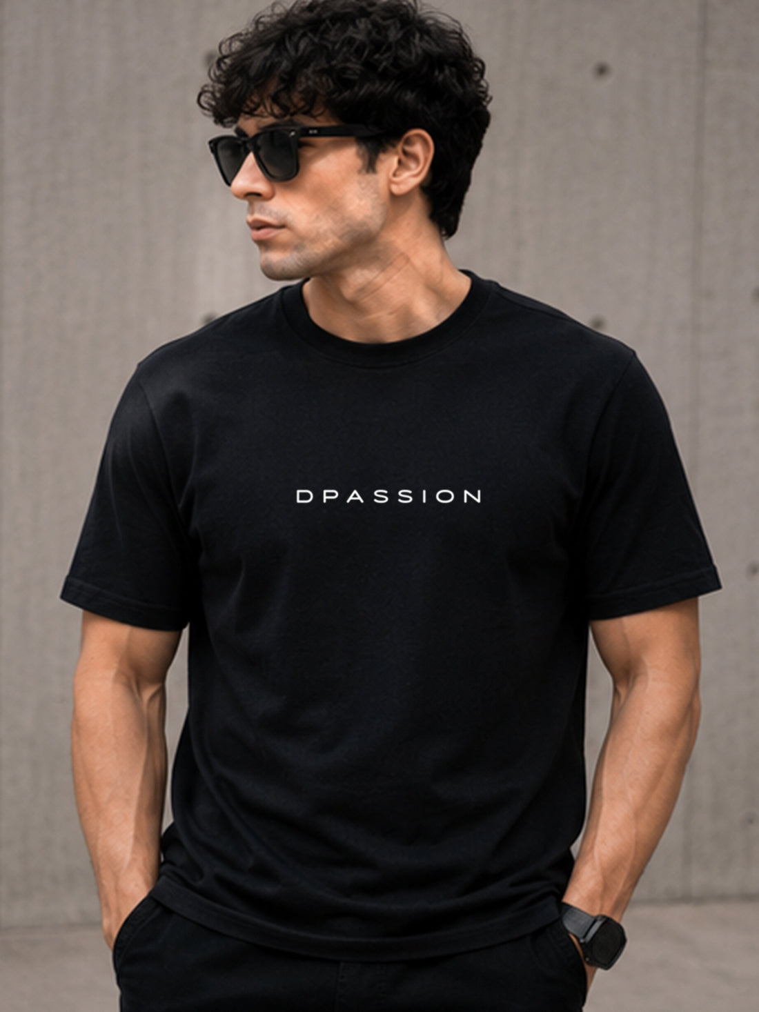 Men's Oversized Drop Shoulder T-Shirt | Pure Cotton Relaxed Fit Round Neck Tee (Black)