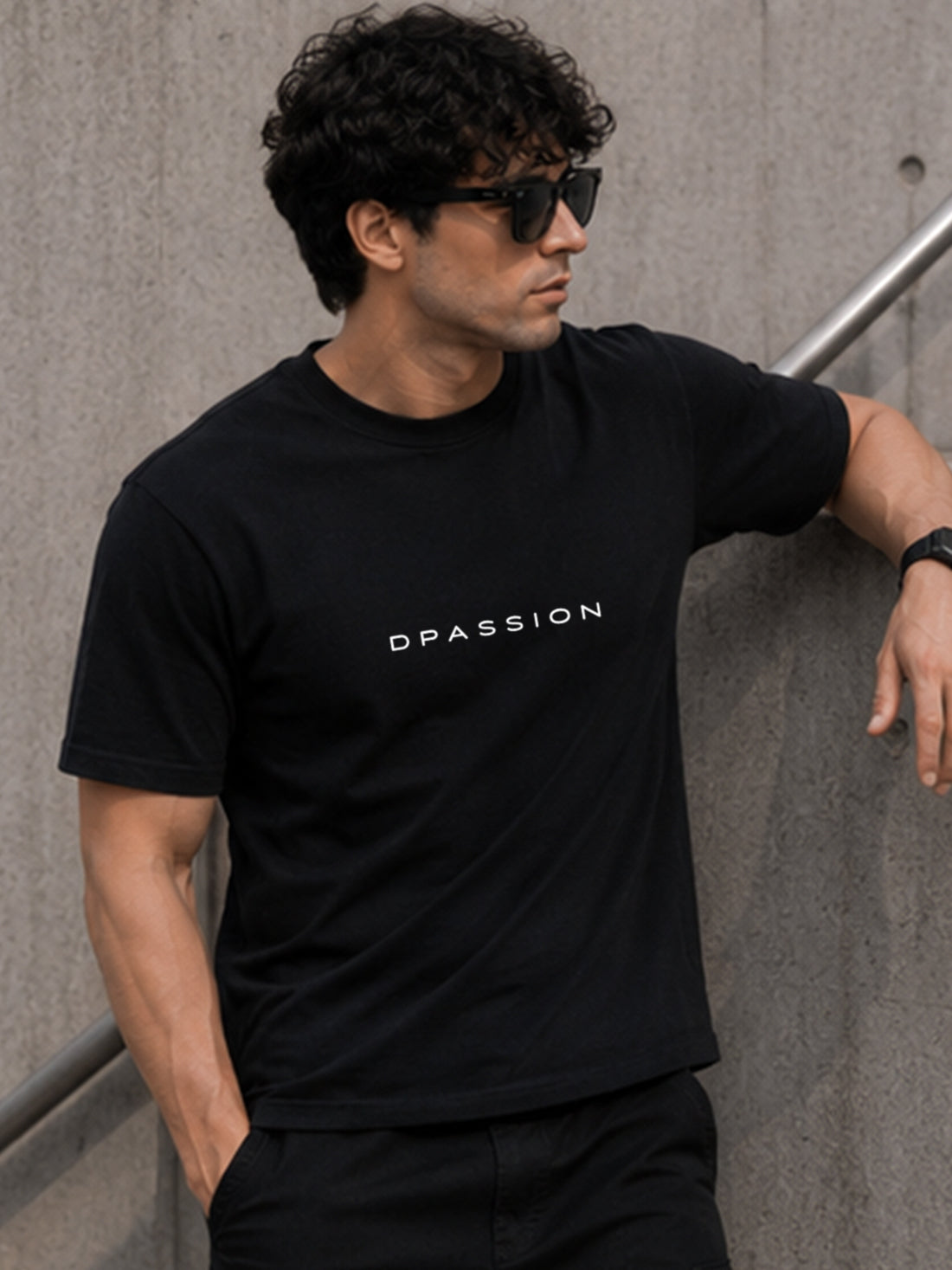 Men's Oversized Drop Shoulder T-Shirt | Pure Cotton Relaxed Fit Round Neck Tee (Black)