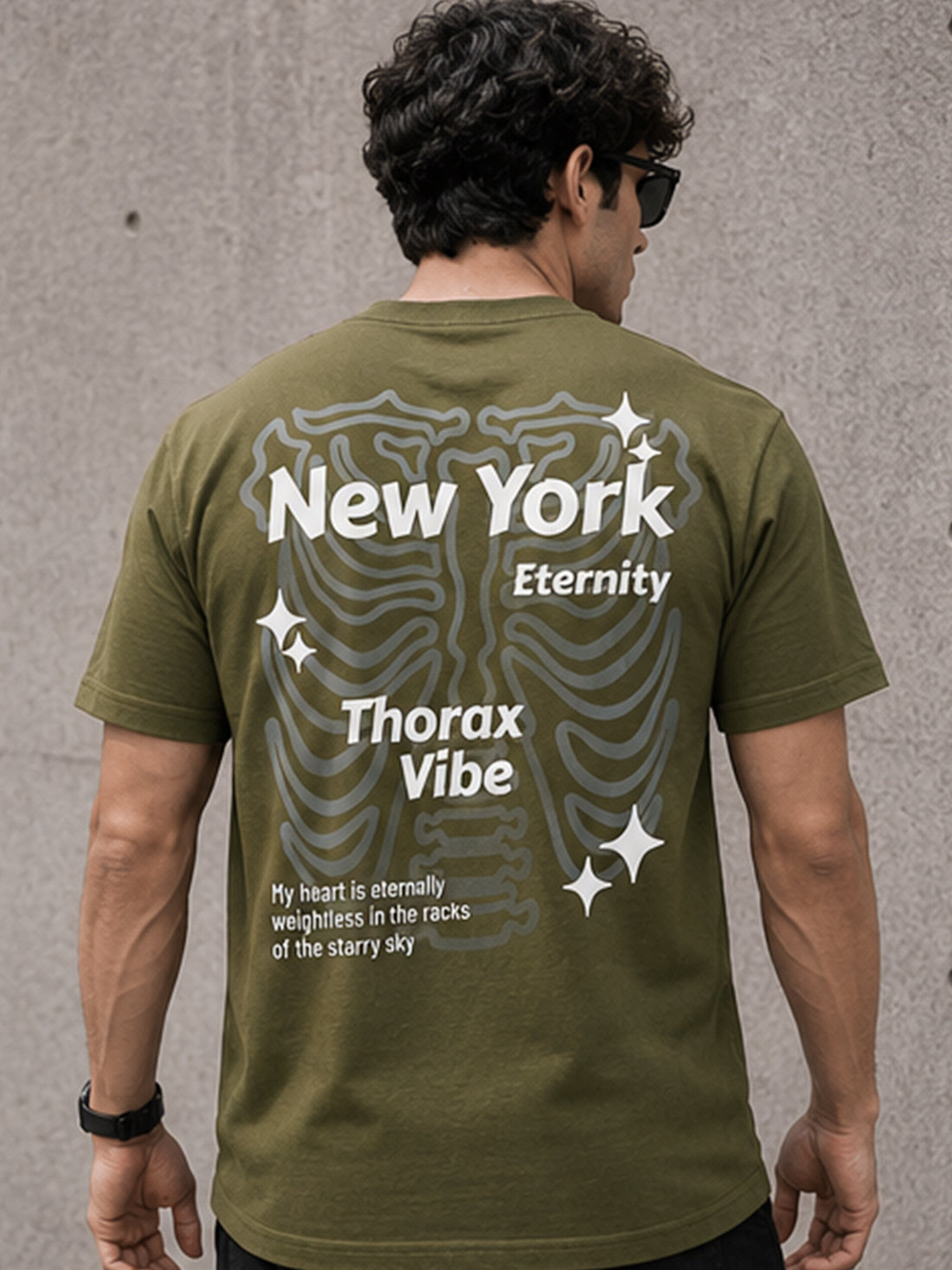 Men's Oversized Drop Shoulder T-Shirt | Pure Cotton Relaxed Fit Round Neck Tee (Olive)