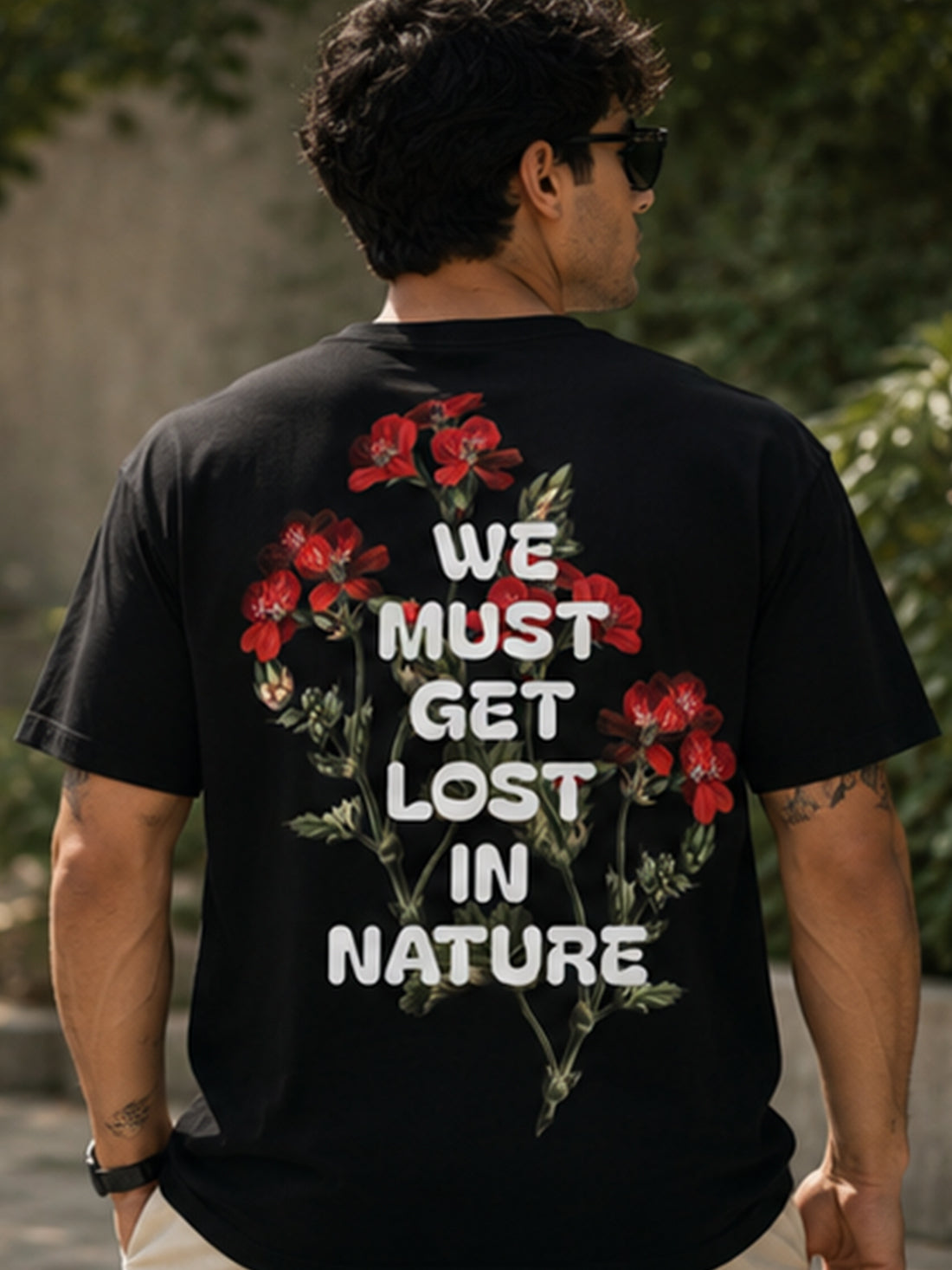 Men's Oversized Drop Shoulder T-Shirt | 100% Cotton Relaxed Fit Round Neck Streetwear Tee (Black)