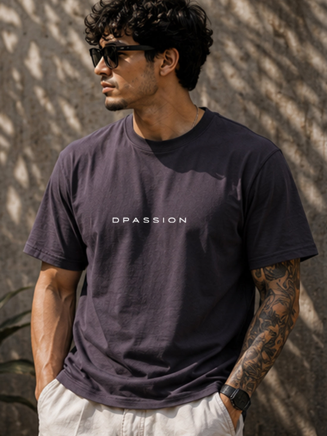 Men's Oversized Drop Shoulder T-Shirt | 100% Cotton Relaxed Fit Round Neck Streetwear Tee (Grey)