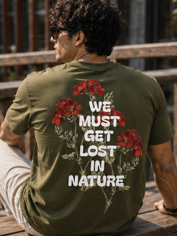 Men's Oversized Drop Shoulder T-Shirt | 100% Cotton Relaxed Fit Round Neck Streetwear Tee (Olive)