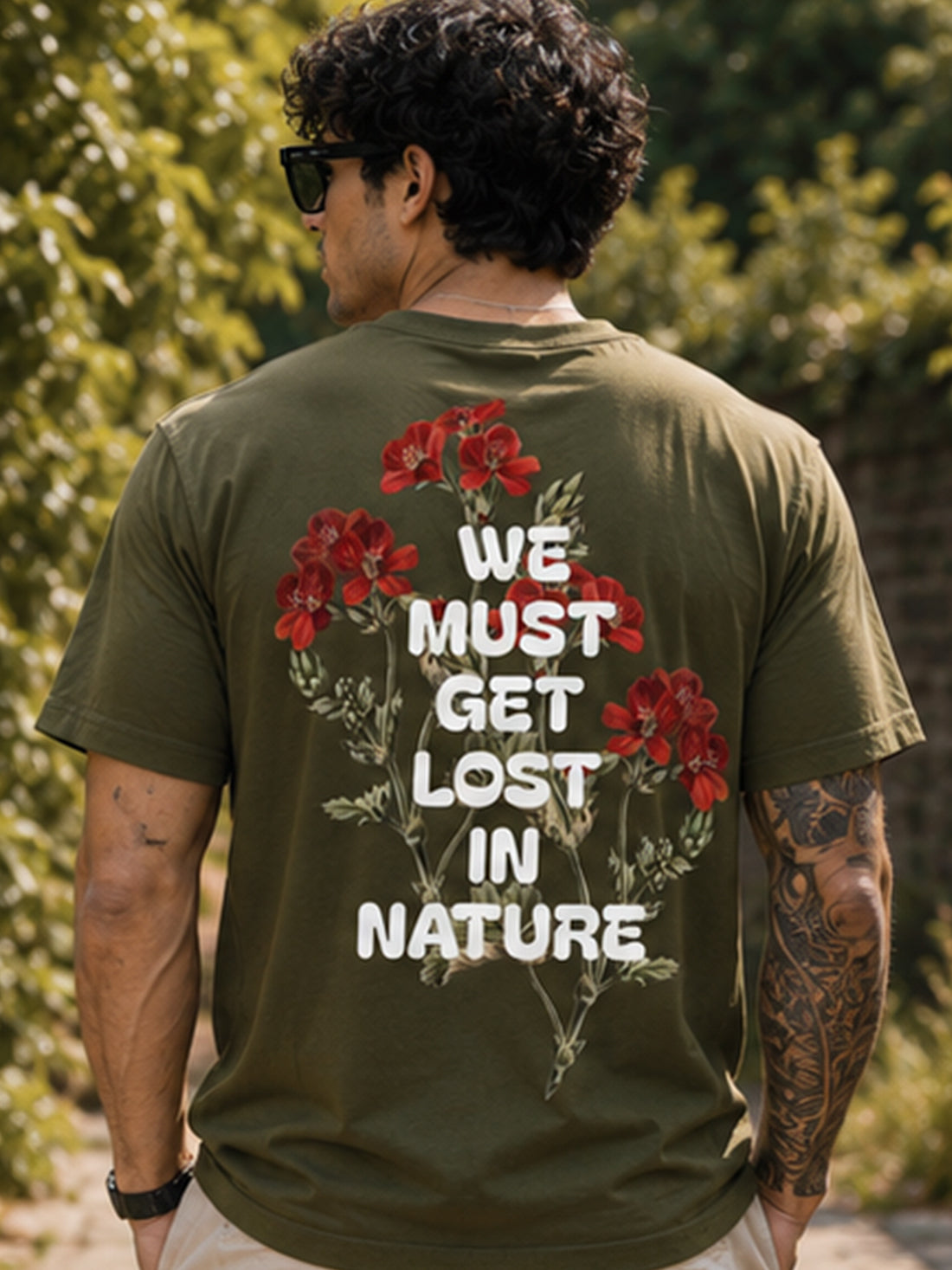 Men's Oversized Drop Shoulder T-Shirt | 100% Cotton Relaxed Fit Round Neck Streetwear Tee (Olive)
