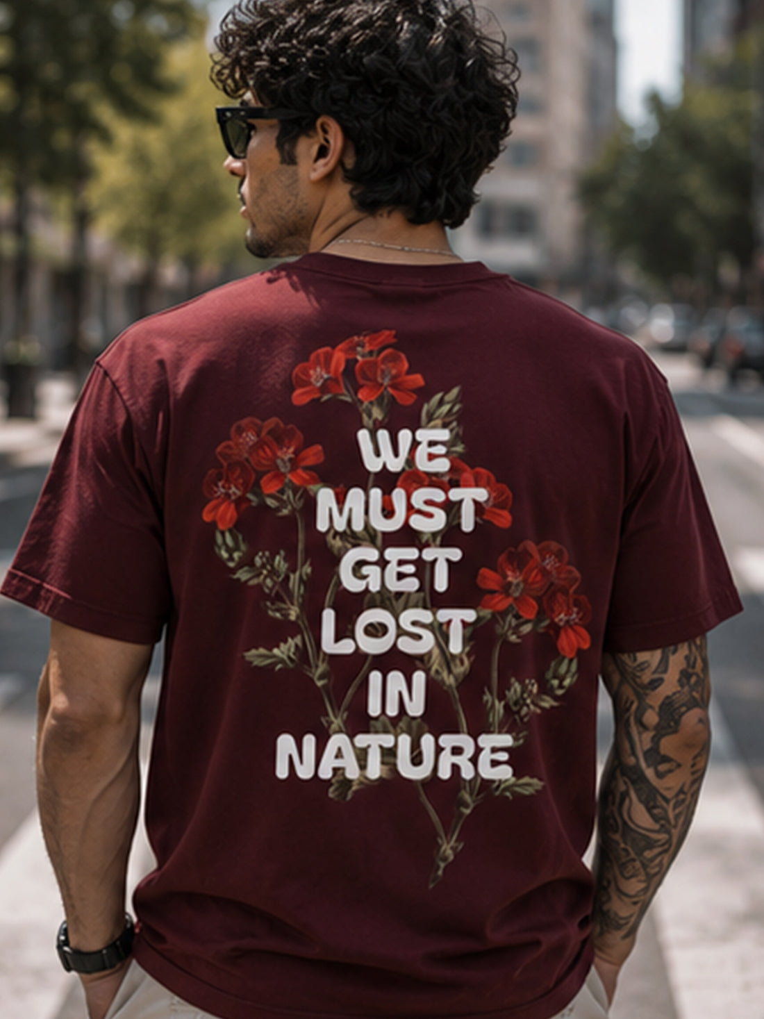 Men's Oversized Drop Shoulder T-Shirt | 100% Cotton Relaxed Fit Round Neck Streetwear Tee (Wine)