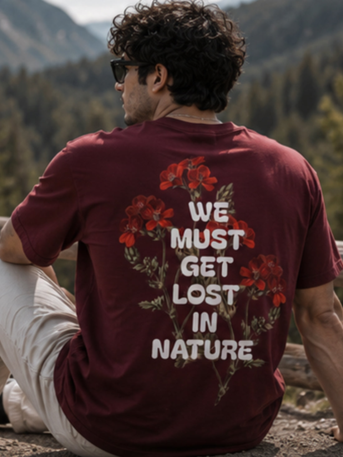 Men's Oversized Drop Shoulder T-Shirt | 100% Cotton Relaxed Fit Round Neck Streetwear Tee (Wine)