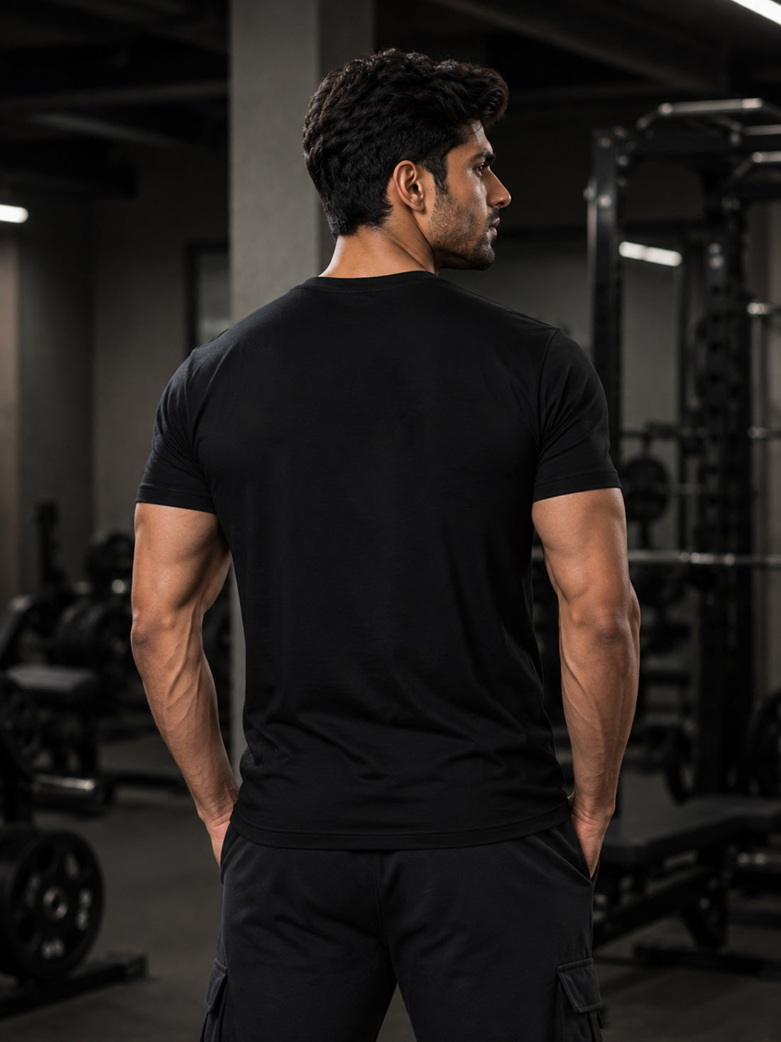 Men's Quick Dry Sports T-Shirt | Printed Gym Workout Running Training Activewear Tee (Black)