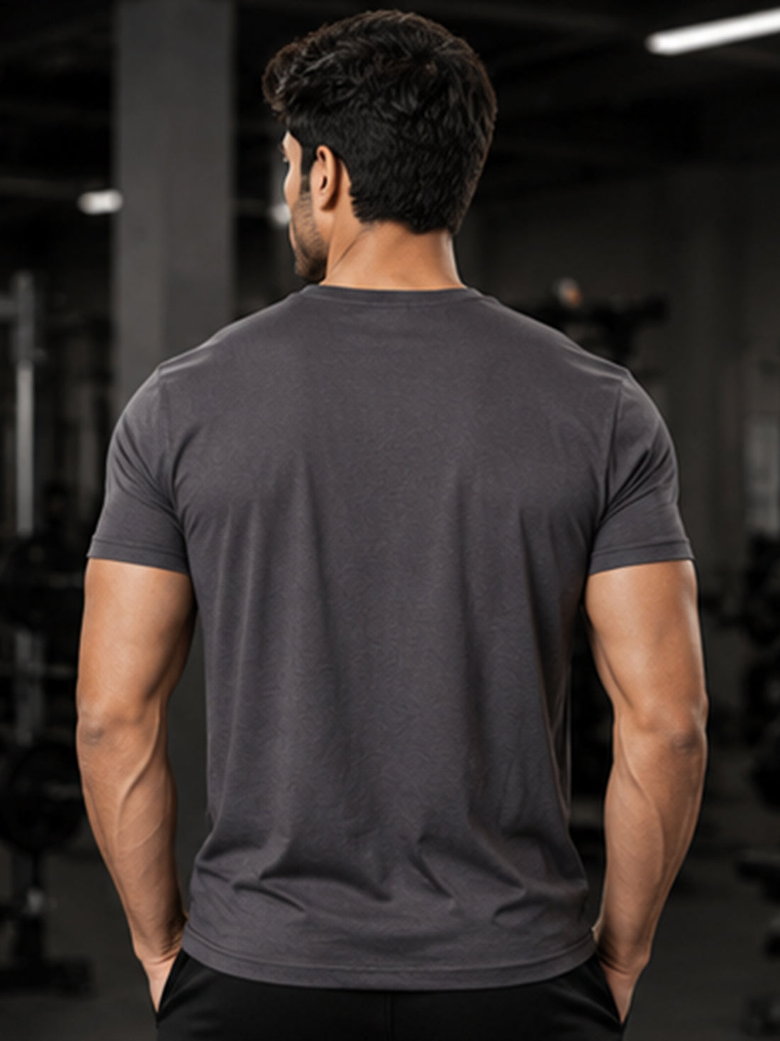 Men's Quick Dry Sports T-Shirt | Printed Gym Workout Running Training Activewear Tee (Grey)