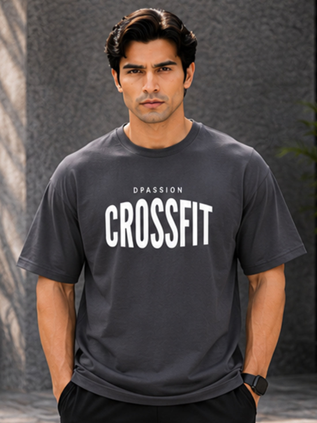 Men's Oversized Drop Shoulder T-Shirt | Pure Cotton Relaxed Fit Round Neck Streetwear Tee (Grey)