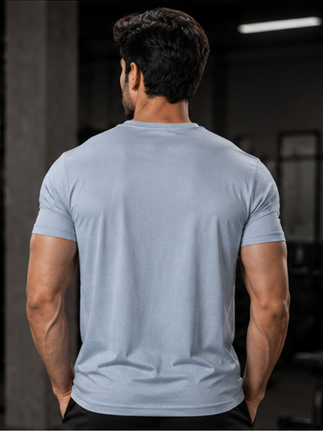 Men's Quick Dry Sports T-Shirt | Printed Gym Workout Running Training Activewear Tee (Silver)