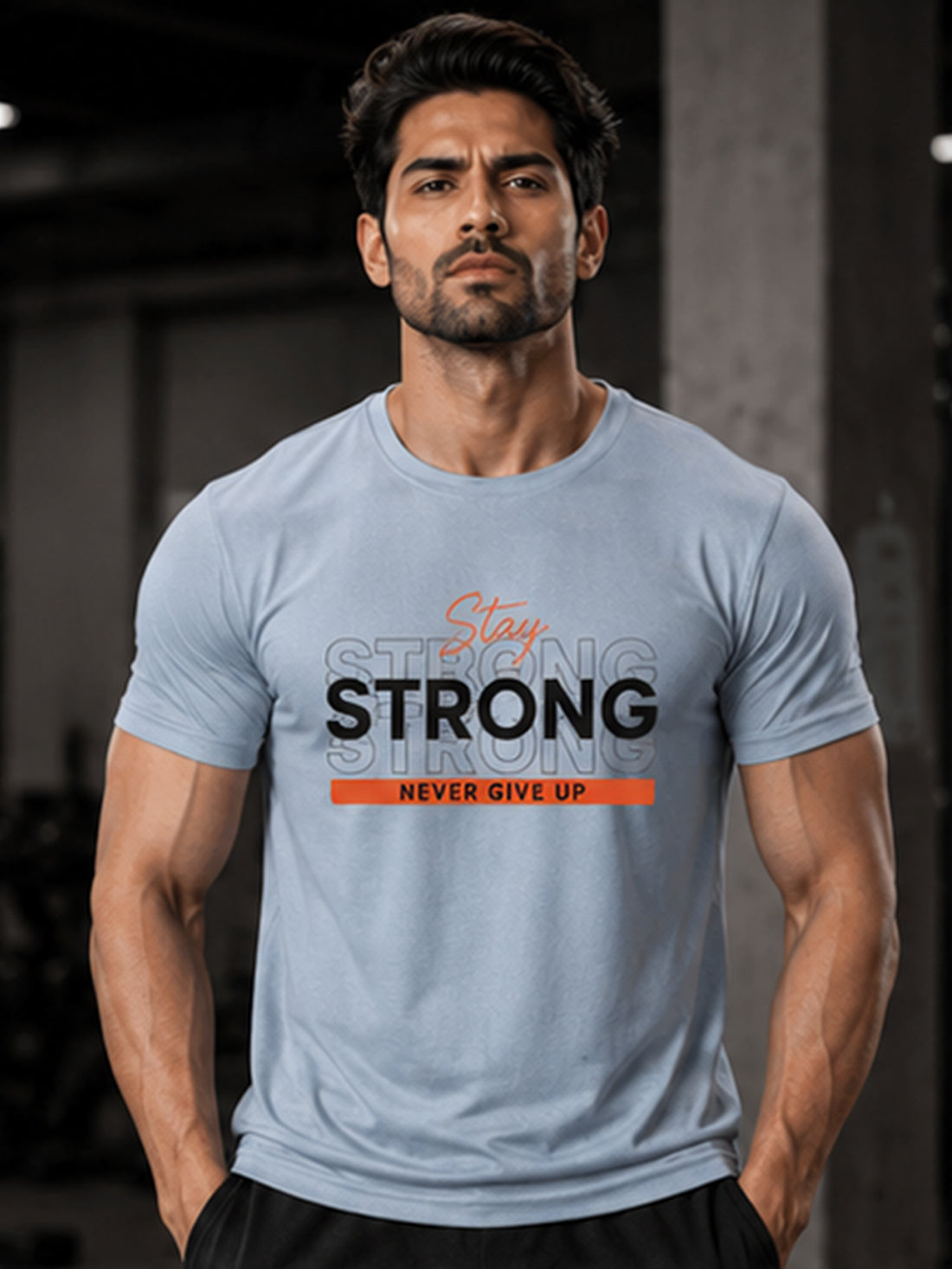 Men's Quick Dry Sports T-Shirt | Printed Gym Workout Running Training Activewear Tee (Silver)