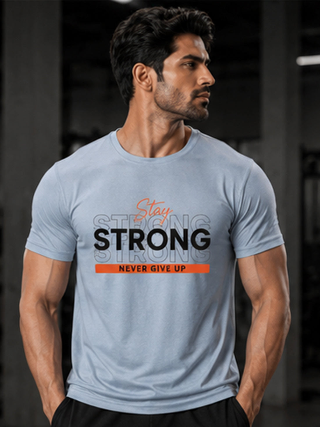 Men's Quick Dry Sports T-Shirt | Printed Gym Workout Running Training Activewear Tee (Silver)