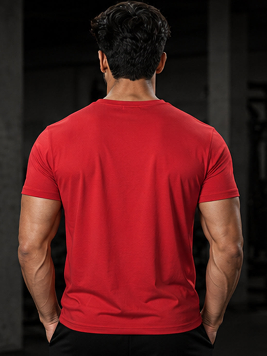 Men's Quick Dry Sports T-Shirt | Printed Gym Workout Running Training Activewear Tee (Red)
