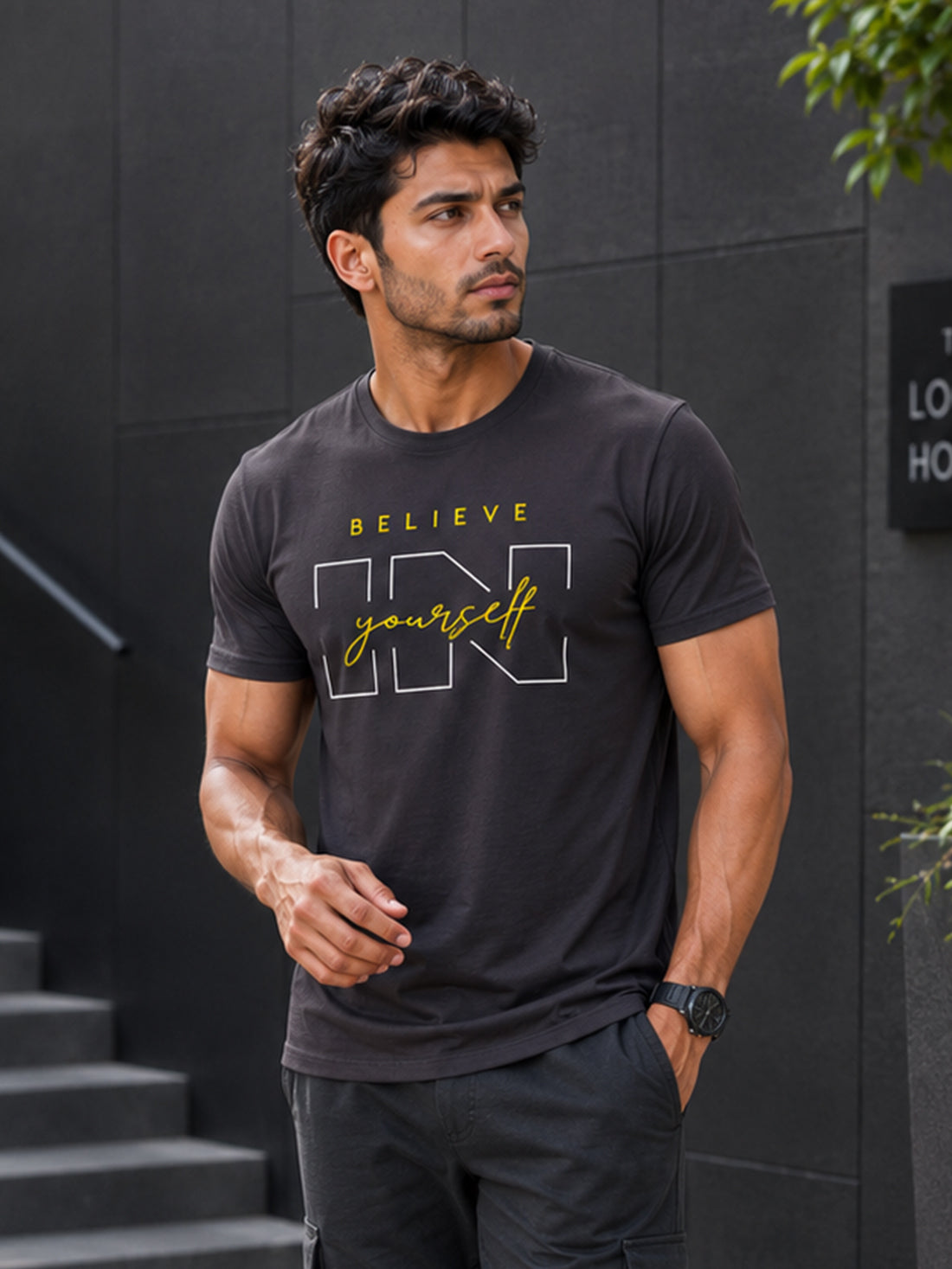 Men's Quick Dry Sports T-Shirt | Printed Gym Workout Running Training Activewear Tee (Grey)