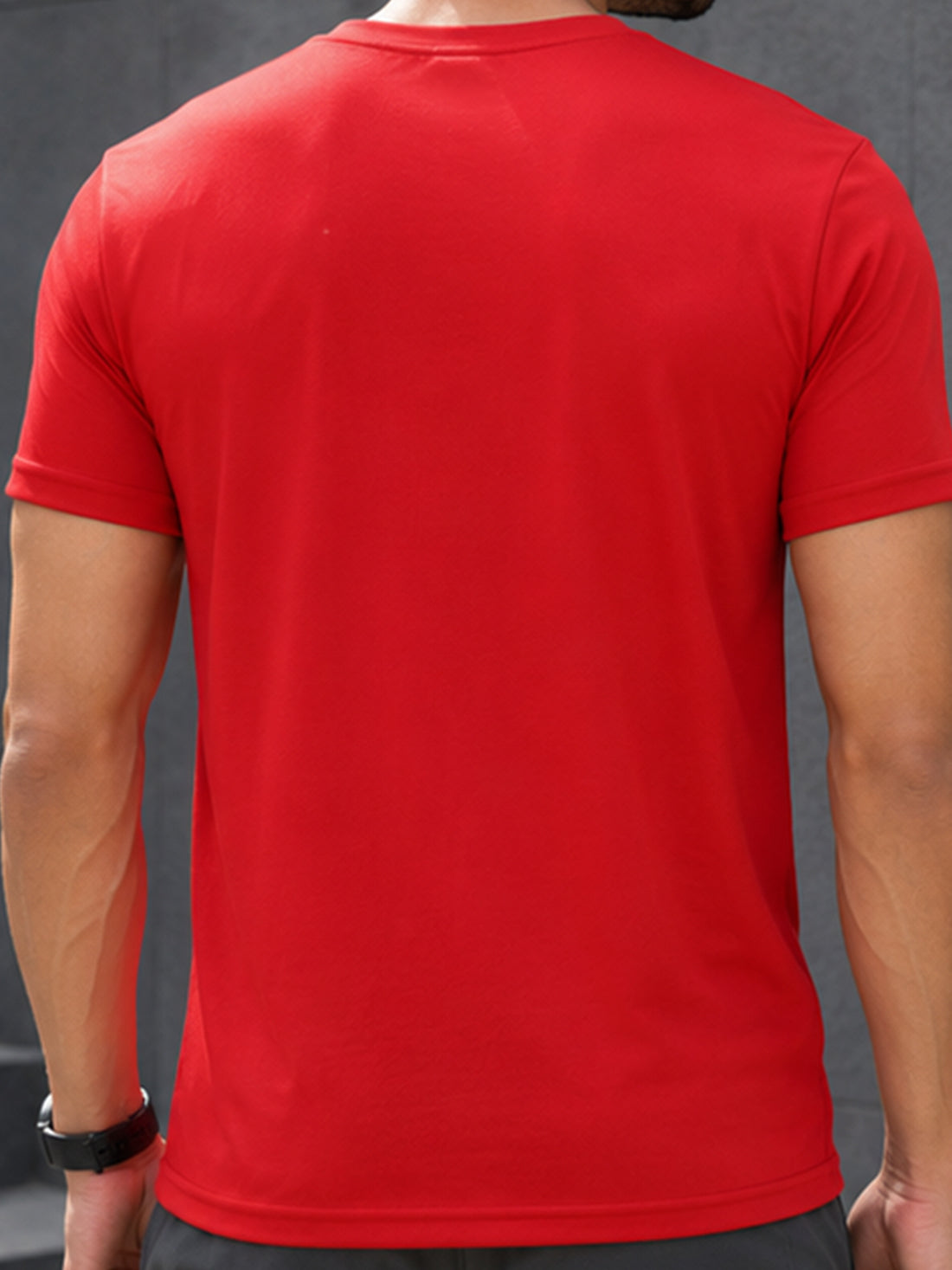 Men's Quick Dry Sports T-Shirt | Printed Gym Workout Running Training Activewear Tee (Red)
