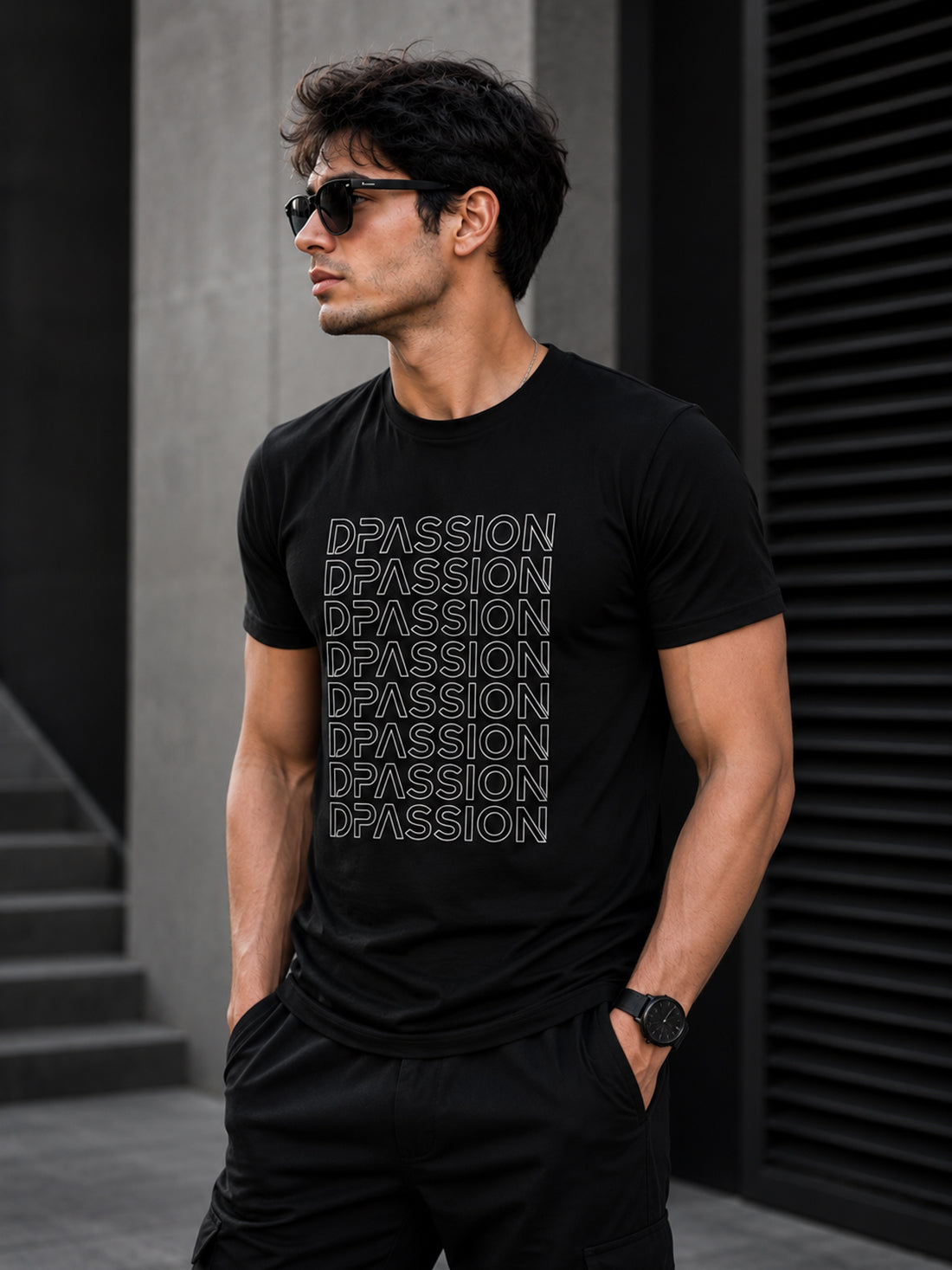 Men's Quick Dry Sports T-Shirt | Printed Gym Workout Running Training Activewear Tee (Black)