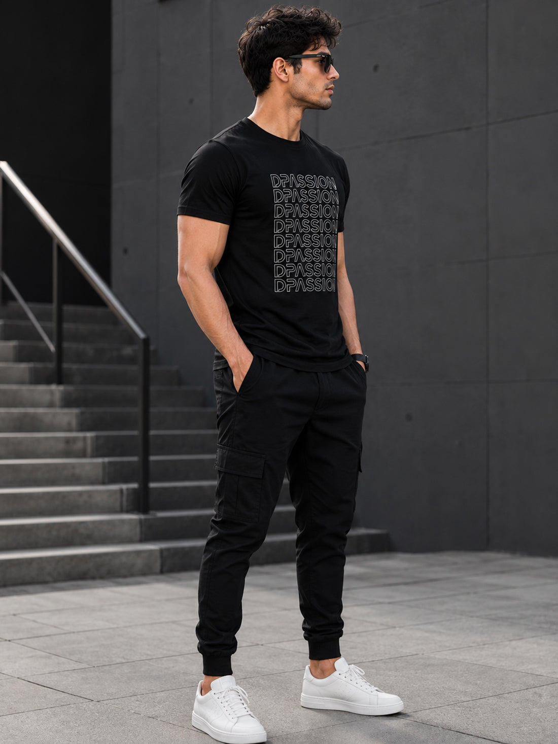 Men's Quick Dry Sports T-Shirt | Printed Gym Workout Running Training Activewear Tee (Black)