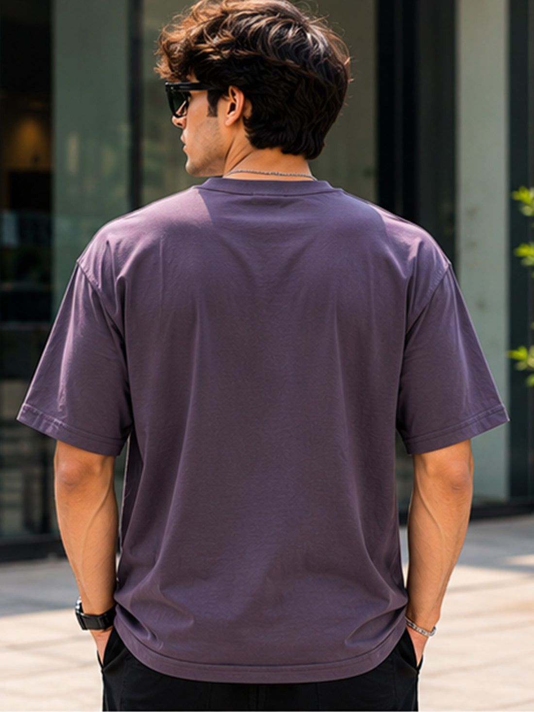 Men's Oversized Drop Shoulder T-Shirt | Pure Cotton Relaxed Fit Round Neck Streetwear Pullover Tee (Grey)