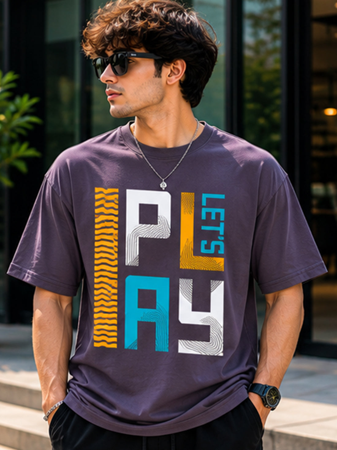 Men's Oversized Drop Shoulder T-Shirt | Pure Cotton Relaxed Fit Round Neck Streetwear Pullover Tee (Grey)