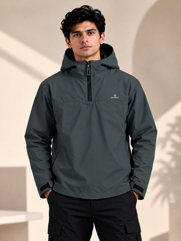 Men’s Black Hooded Windcheater Jacket with Mesh Lining