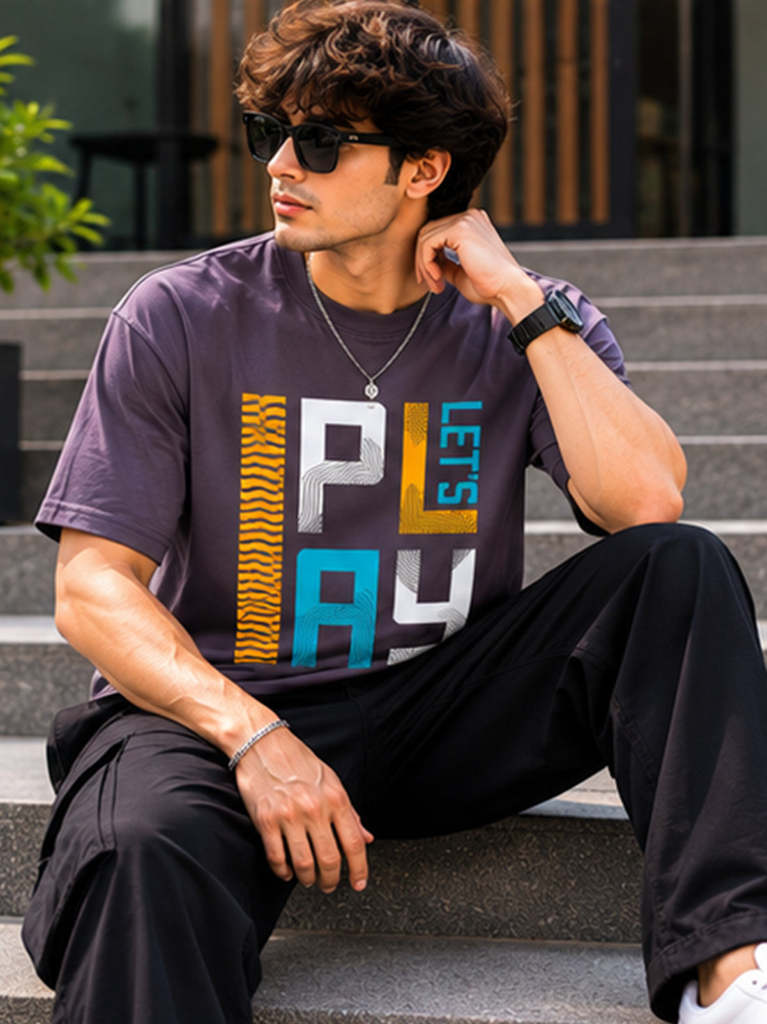 Men's Oversized Drop Shoulder T-Shirt | Pure Cotton Relaxed Fit Round Neck Streetwear Pullover Tee (Grey)