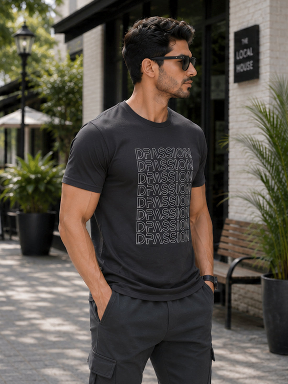 Men's Quick Dry Sports T-Shirt | Printed Gym Workout Running Training Activewear Tee (Grey)