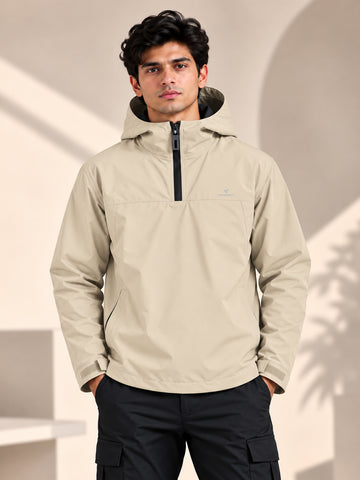 Men’s Black Hooded Windcheater Jacket with Mesh Lining