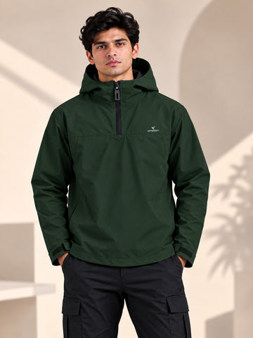 Men’s Black Hooded Windcheater Jacket with Mesh Lining