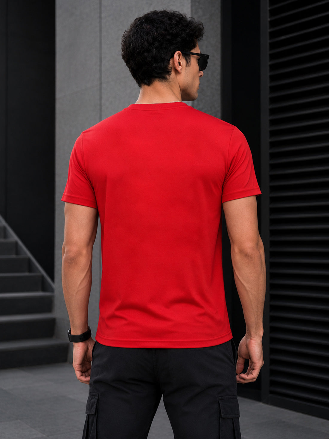 Men's Quick Dry Sports T-Shirt | Printed Gym Workout Running Training Activewear Tee (Red)
