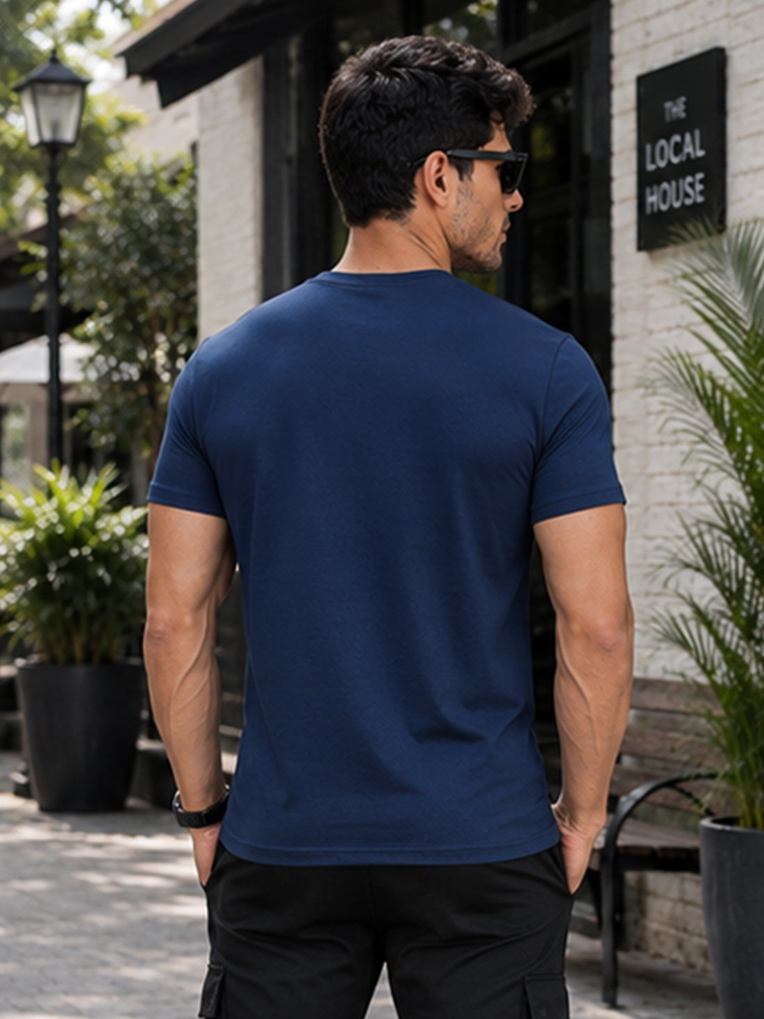 Men's Quick Dry Sports T-Shirt | Printed Gym Workout Running Training Activewear Tee (Blue)