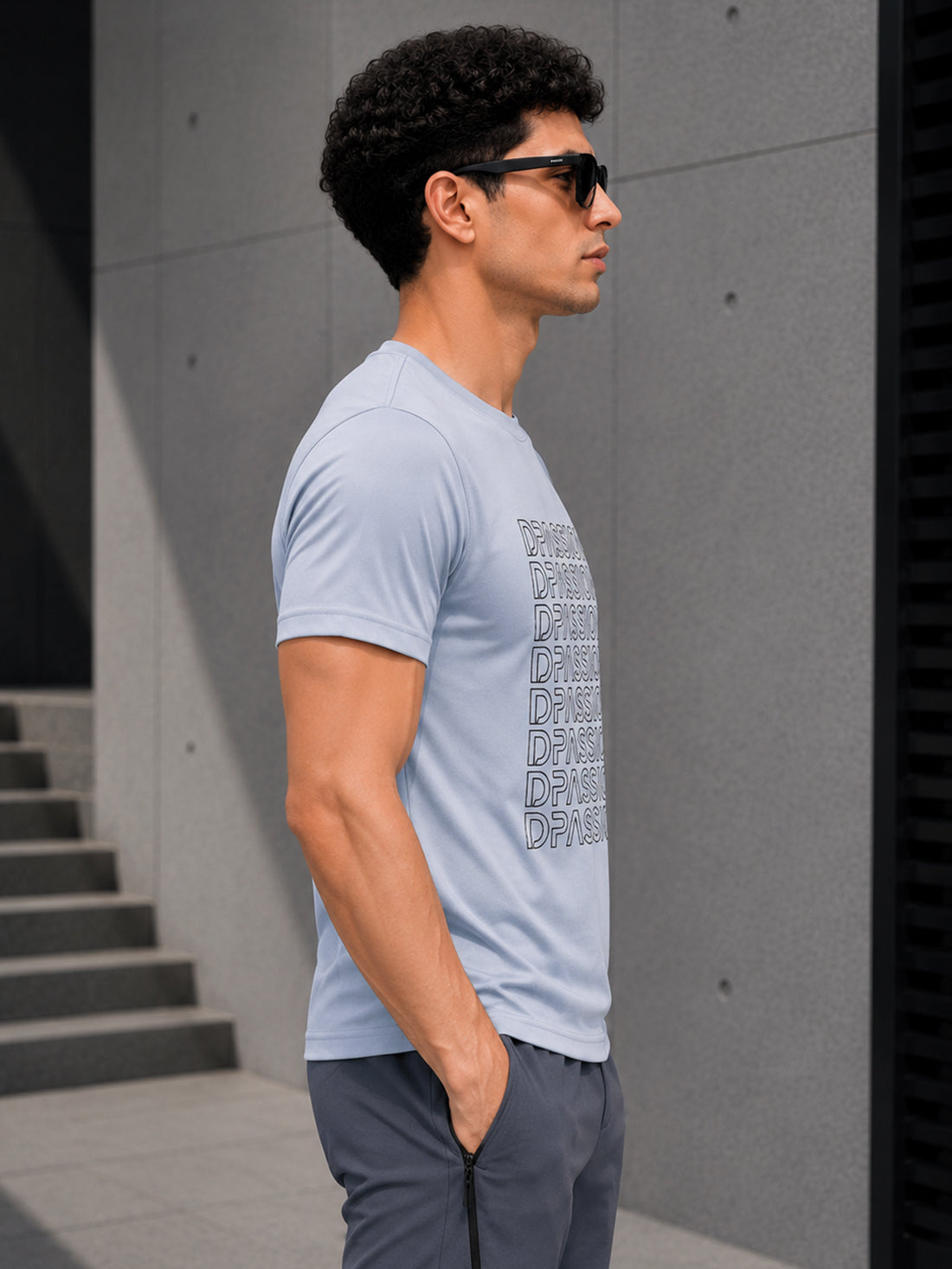 Men's Quick Dry Sports T-Shirt | Printed Gym Workout Running Training Activewear Tee (Silver)