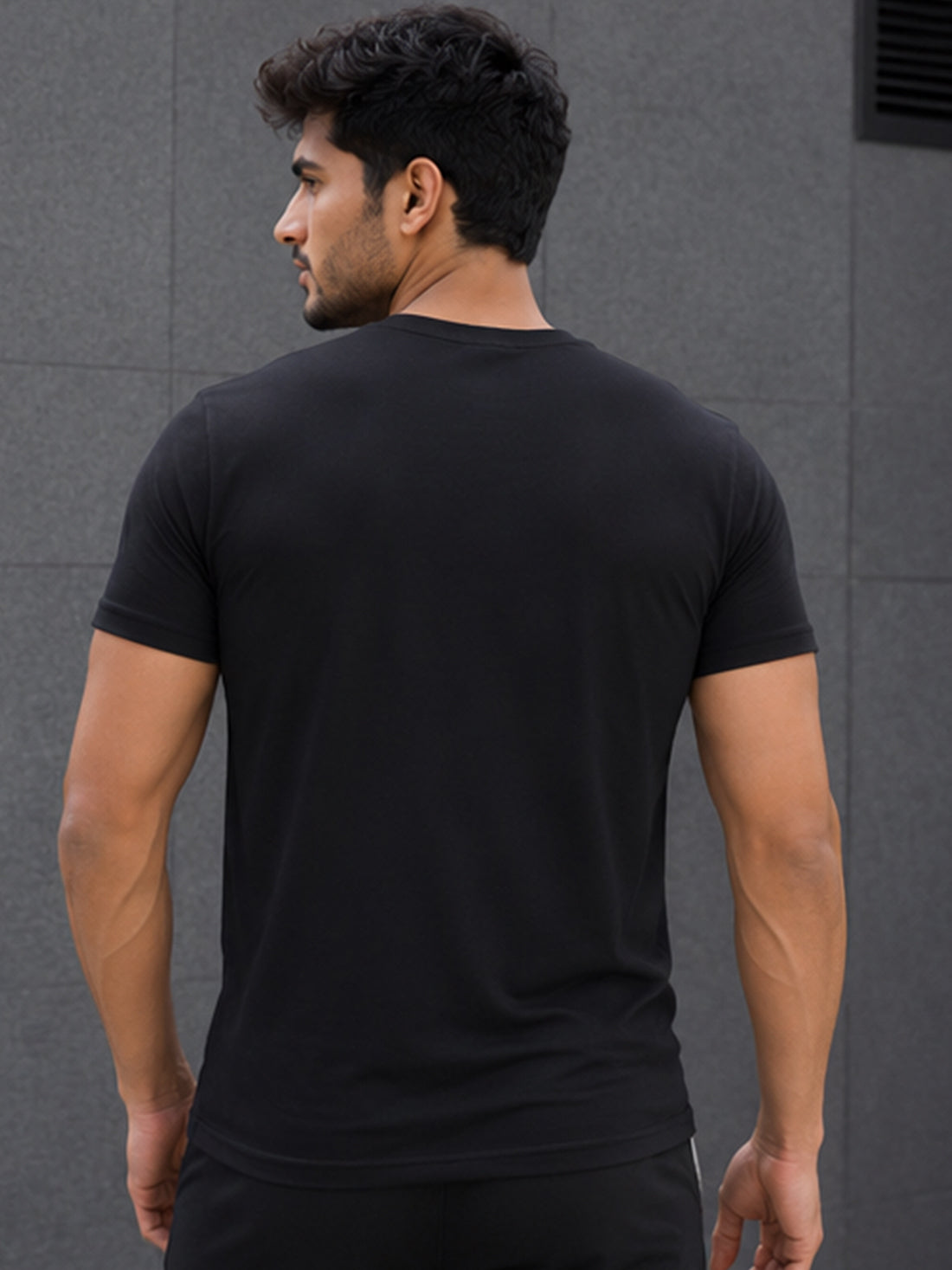 Men's Quick Dry Sports T-Shirt | Printed Gym Workout Running Training Activewear Tee (Black)